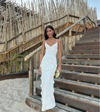 Halter Neck Flower Patchwork Lace - up Maxi Dress