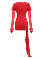 Gloves Long Sleeves Lace Floral Dress