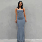 Satin Backless Bodycon Maxi Slip Dress