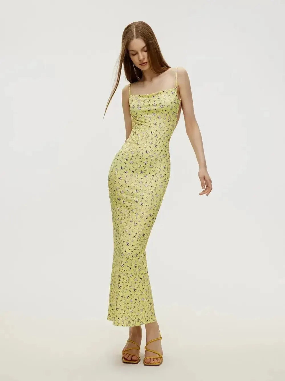 Brooke Exclusive Long Multicolored Floral Beach Dress Chic Silhouette Collection
