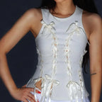 Cross Bandage Irregular Off Shoulder Cami Top