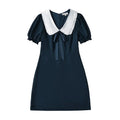 Short Puff Sleeve Bow Detail Dots Print Mini Dress