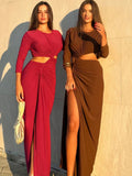 Long - Sleeved Irregular Bodycon Dress