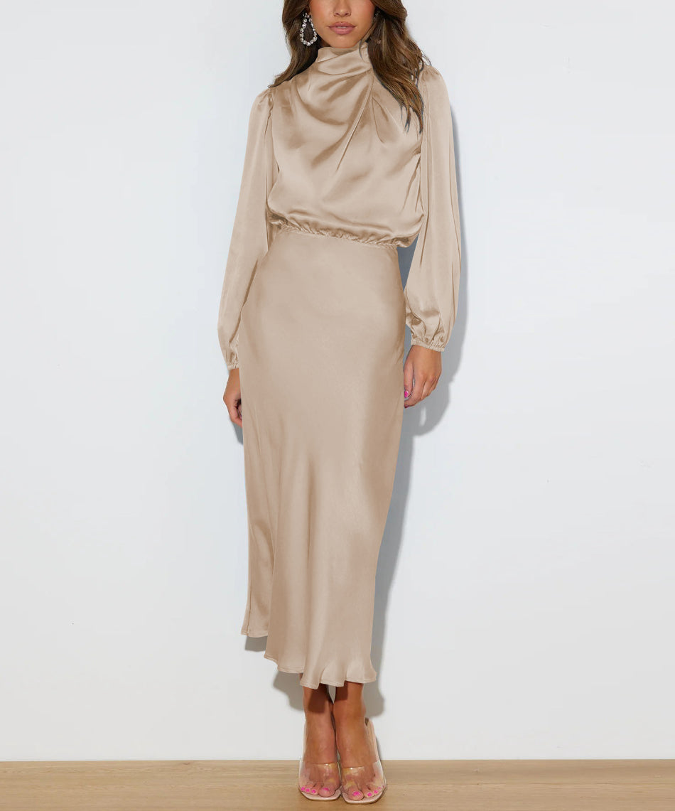 Rebeca Elevated Long Satin Dress Occasion Wear