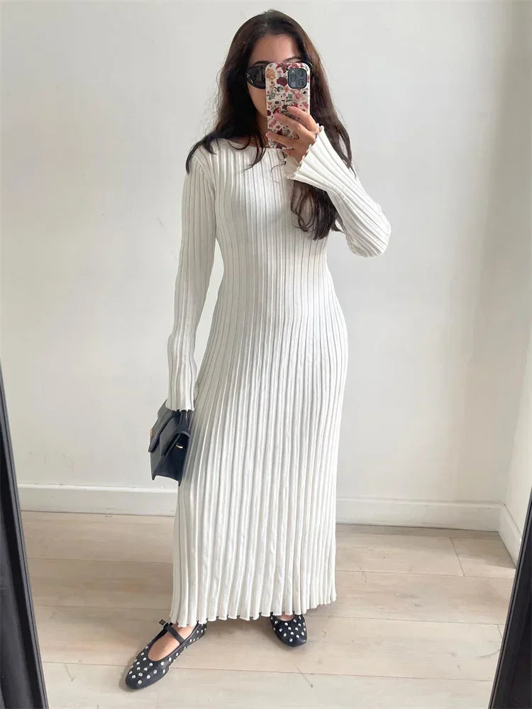Diana Timeless Knitted Dress with Lacing Elevated Occasion Wear