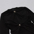 Black Full Sleeve Sequined Long Dress