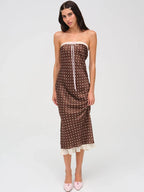 Strapless Backless Lace Midi Dress