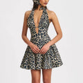 Deep V High Waist Sleeveless Party Dress