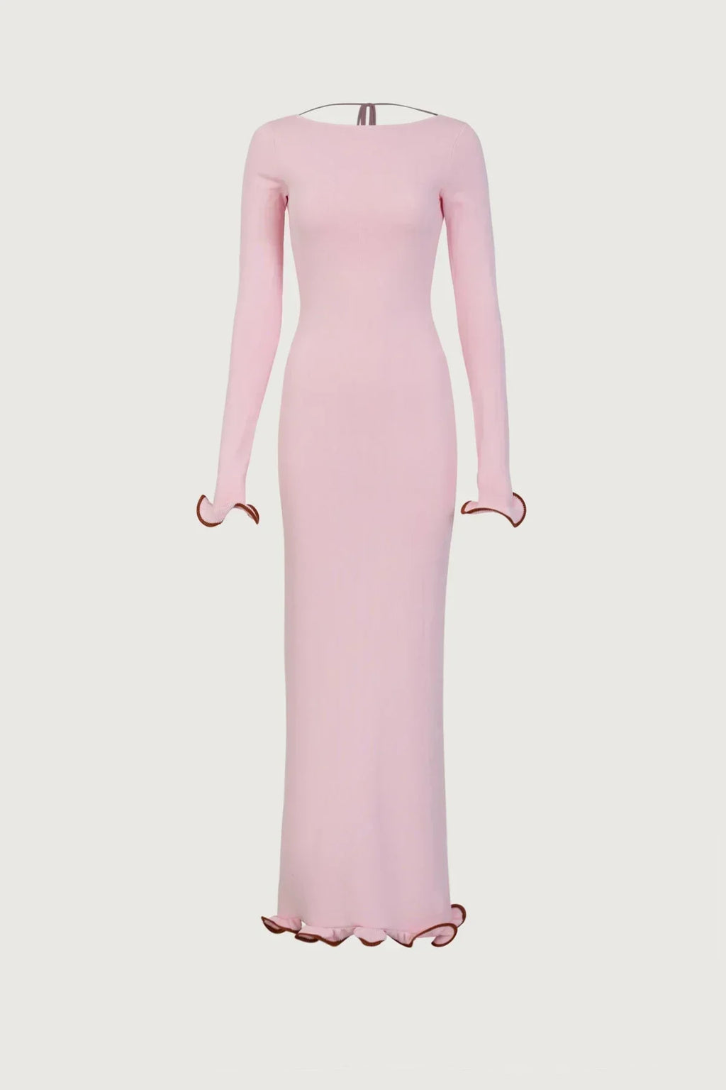 Knit Midi Dress with Ruffle Trim