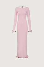 Knit Midi Dress with Ruffle Trim