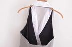 Plaid Halter Sleeveless Button Dress