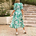 Nadia Statement V Neck Midi Dress Summer Designer Edit