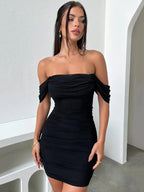 Off the Shoulder Short Sleeve Mini Dress