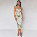 Lace Silk Strap Backless Floral Dress