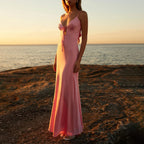 Cutout TieUp Silky Cami Maxi Dress