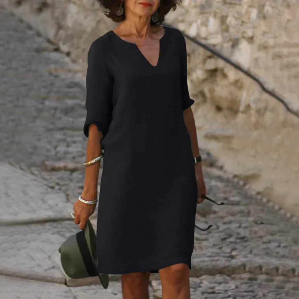 Claudia Elevated Tummy Covering V Neck Dress Statement Occasion Edit