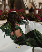 Print Beach Skirt Cover Up Four Piece Swim Sets