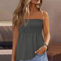 Backless Beach Pleated Solid Strapless