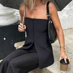 Split Corset Slim Vest Strapless