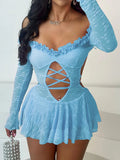 Jacquard Hollow Birthday Mini Lace Dress