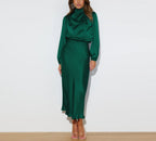 Rebeca Elevated Long Satin Dress Occasion Wear