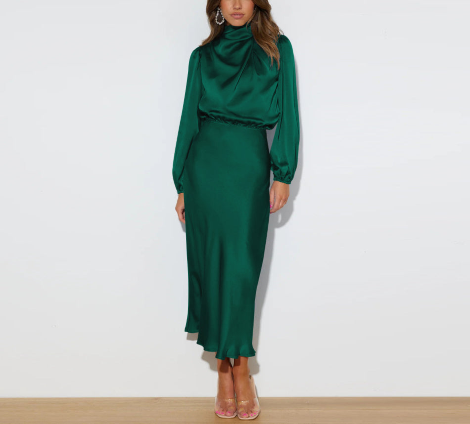 Rebeca Elevated Long Satin Dress Occasion Wear