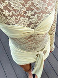Bandage Round Neck Skinny Long Lace Dress
