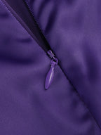 Purple Satin Halter Neck 3D Flower Scarf Maxi Dress