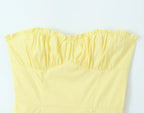 Yellow Slit Midi Dress and Cross Lacing up Top Set