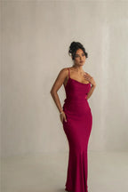 Floral Draped Open Back Spaghetti Strap Maxi Dress