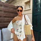 Floral Lace-Up Push-Up One Piece Swimwear