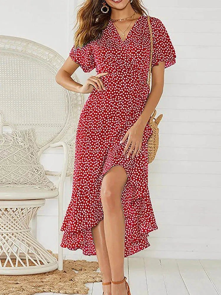 Claire Luxe Women's Long Summer Floral Chiffon Dress Premium Wardrobe Essential