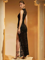 High Slit SeeThrough Elegant Lace Dress