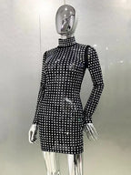 Diamond Crystal Long Sleeved Mini Dress