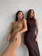 Women's Sleeveless Turtleneck Maxi Dress