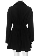 Turn - down Collar Pleated Mini Dress