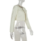 Pearl Long Sleeve Coat And Mini Strapless Dress Sets