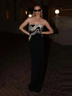 Strapless Diamond Bandage Maxi Dress