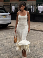 Spaghetti Ruffle Wrap Knit Beach Dress
