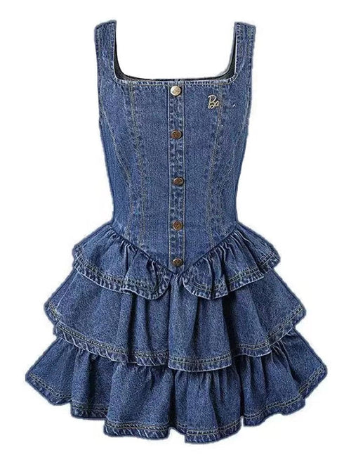 2024 Autumn Camisole Jean Dress Sleeveless Denim Slim Vintage Y2k Mini Dress Women 3 Piece Dress Set Korean Fashion Clothing