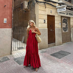 Sling A - line Sleeveless Deep V - neck Dress
