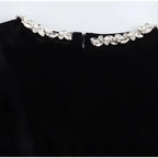Black Rhinestone Velvet Mini Dress