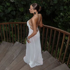 Mesh White Spaghetti Strap Hollow Out Dress