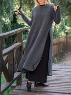 Silvia Effortless Long Split Midi Dress in Loose Fit Designer Edit