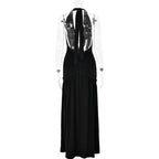 Open Back Solid Thigh High Split Long Dress