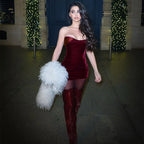 Velvet Off - shoulder Strapless Mini Dress