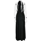 Glitter Bright Silk High Slit Halter Dress