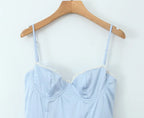 Satin Corset Style Lace 2 layers Lining Hem Mini Dress
