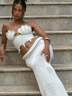 Pearl Twisted Long Skirt Knit Set