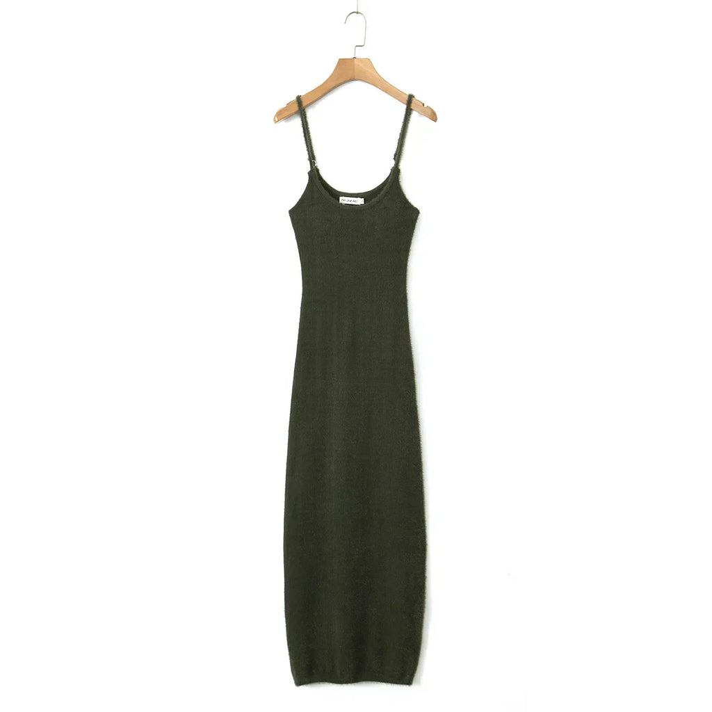 Knitted Cardigan With Camisole Dress Two - piece Set